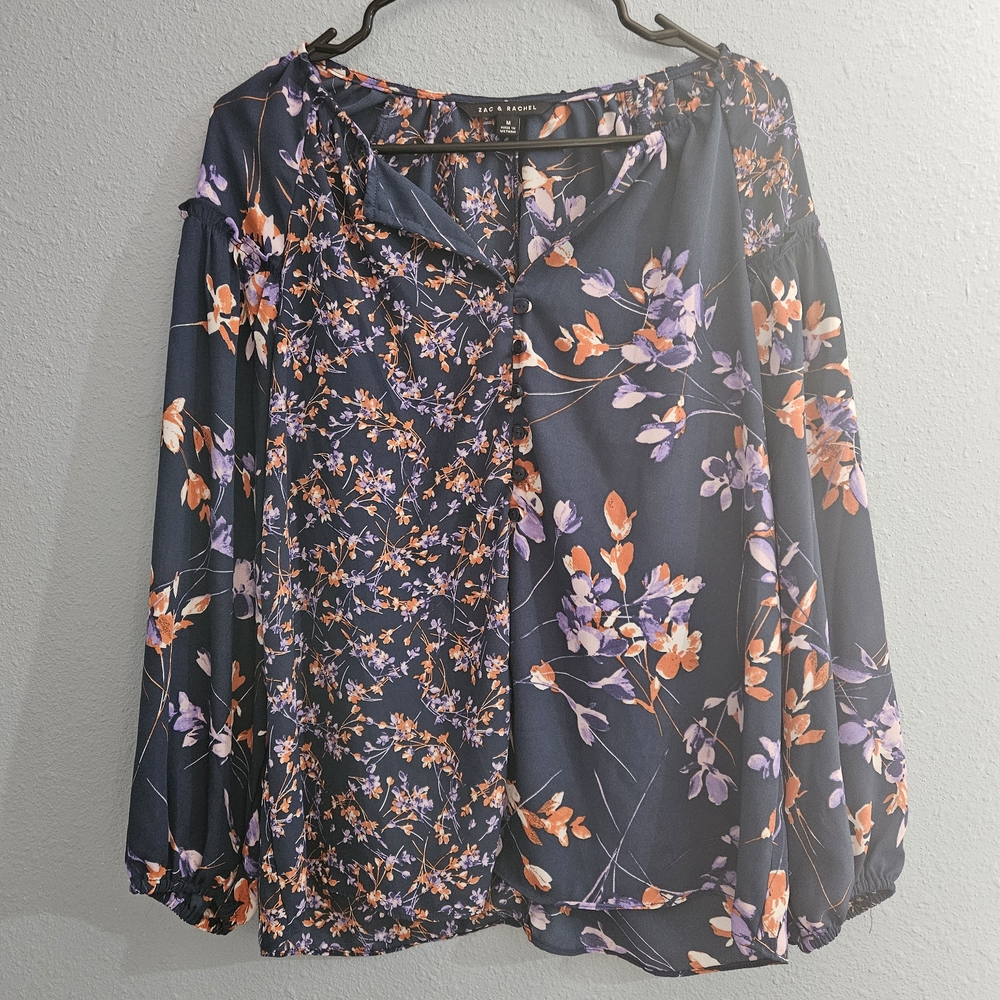 Zac & Rachel Long Sleeve Floral Blouse Women's Size‎ M